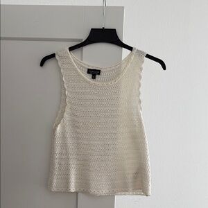 Topshop Cream Ribbed Cropped Tank Top